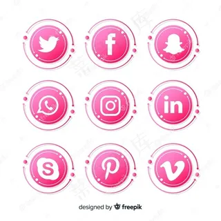 渐变社交媒体徽标集合