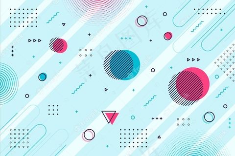 蓝色背景孟菲斯几何形状