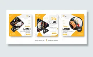 食物菜单横幅banner社交媒体帖子。
