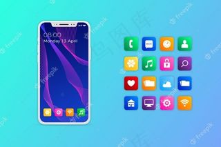 带应用程序的逼真iphone