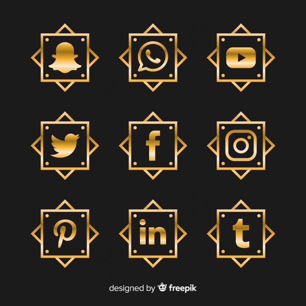 豪华社交媒体标志系列