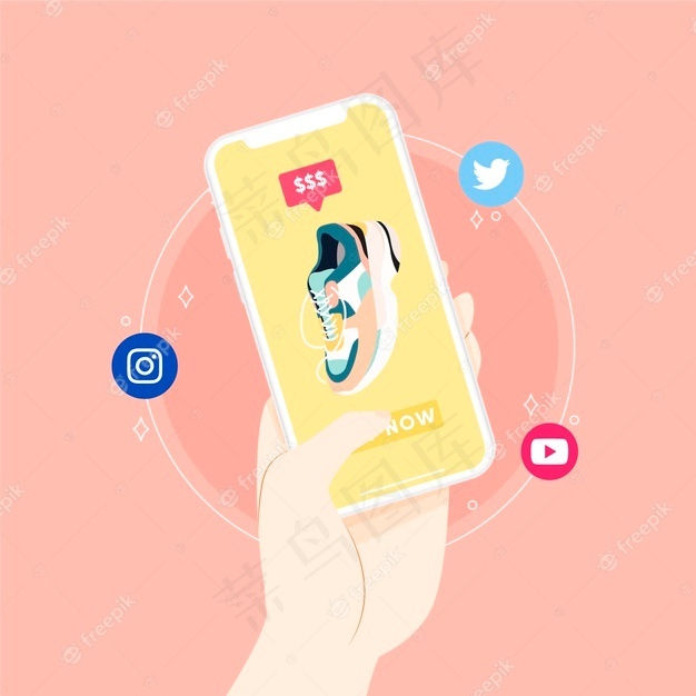 社交媒体营销手机概念说明eps,ai矢量模版下载