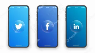 手机屏幕上的社交媒体标志