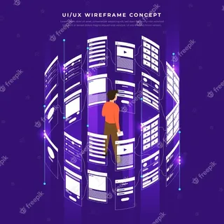 用户界面流程图。手机app移动应用程序概念等轴测。插图。