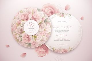 优雅圆形婚礼请柬套装模板