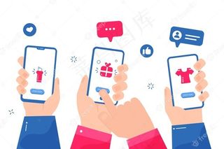 社交媒体营销手机概念
