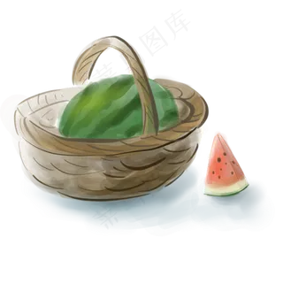 水粉篮子里的西瓜