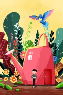 卡通手绘风春分配图