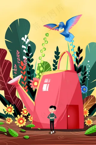 卡通手绘风春分配图