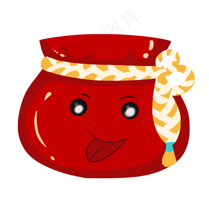 手绘歪嘴的福袋插画,免抠元素