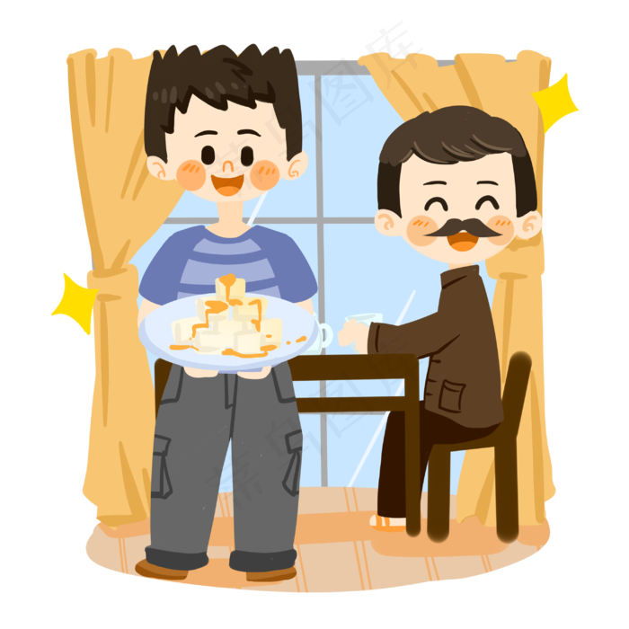 父亲节为父亲做饭PNG素材(3000X3000(DPI:300))psd模版下载