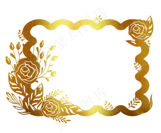 烫金风格玫瑰花花草草装饰图案