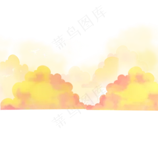 黄色圆弧云雾元素,免抠元素