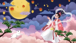 中秋节月饼嫦娥传统节日小清新