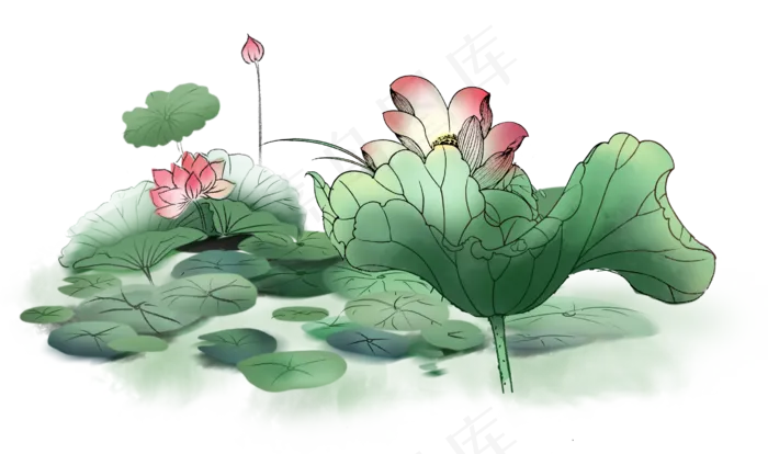 卡通荷花(2738X1620(DPI:300))psd模版下载