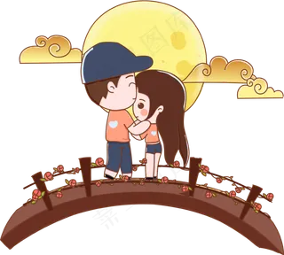 七夕卡通约会情侣