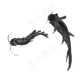 水墨鱼夏季手绘素材