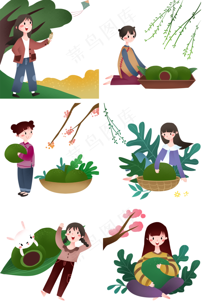 清明节的拼图插画