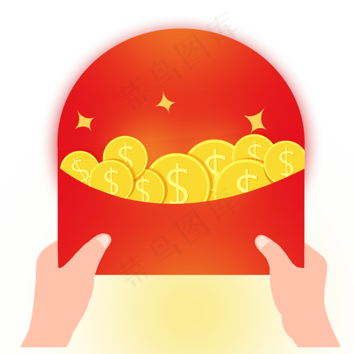 新年金色系矢量金融双手拿红包金,免抠元素(2100X2100(DPI:300))psd模版下载