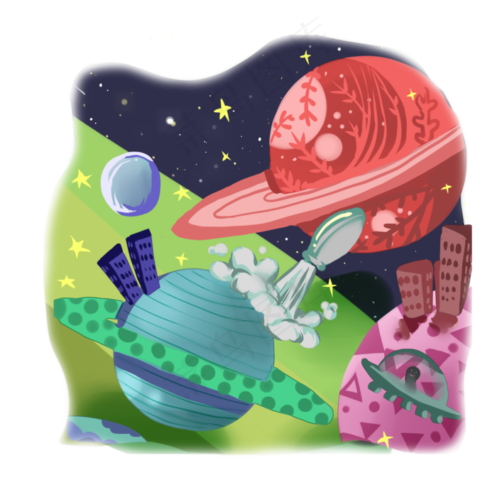 宇宙星球绚烂太空,免抠元素