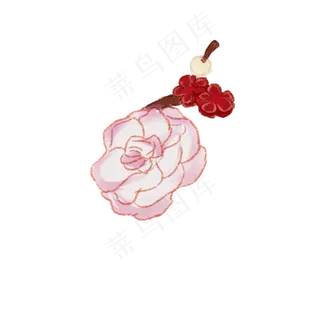 一朵粉白色的玫瑰花免抠图