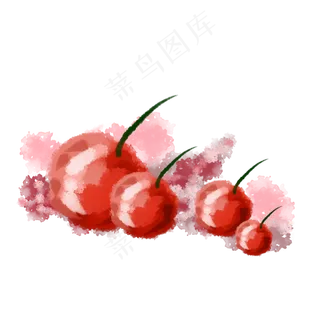 水彩水果樱桃一堆