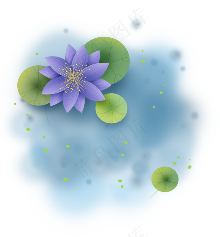 立体紫色荷花荷塘