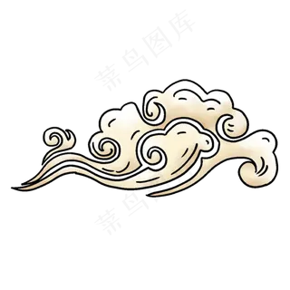 灰色国潮云朵漂浮,免抠元素