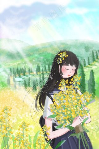 油菜花田唯美场景