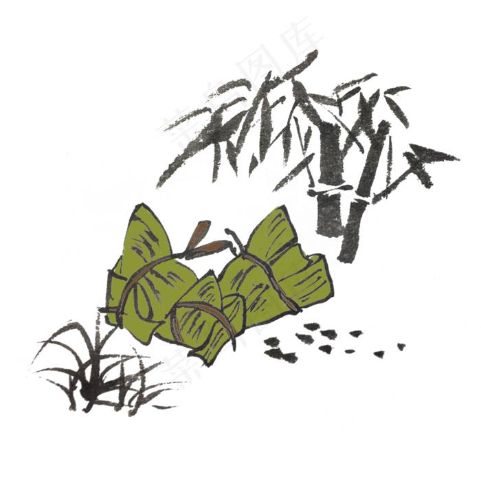 端午节粽子水墨风手绘(4000X4000(DPI:300))psd模版下载
