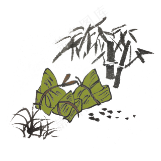 端午节粽子水墨风手绘