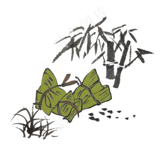 端午节粽子水墨风手绘