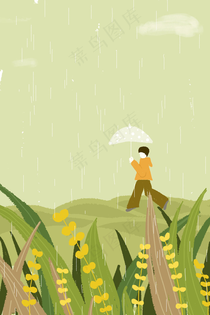 谷雨春天绿色踏青花草配图
