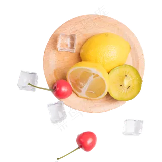 水果组合条纹苹果柠檬猕猴桃红色