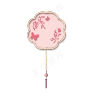 中国风古风红色团扇素材,免抠元素