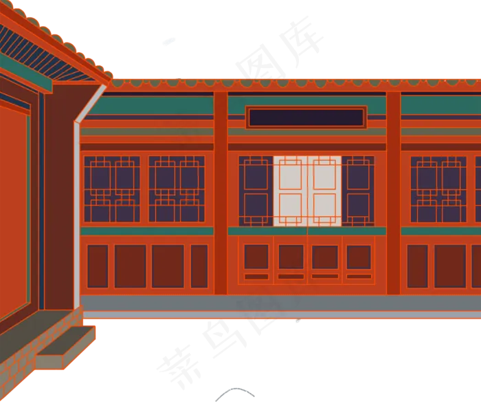 国潮卡通手绘中国风古建筑(1943X1656(DPI:72))psd模版下载