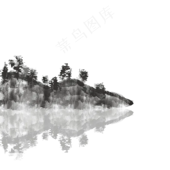 水墨风山峰装饰免扣素材(2000X2000(DPI:300))psd模版下载