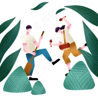 扁平肌理风庆祝人物