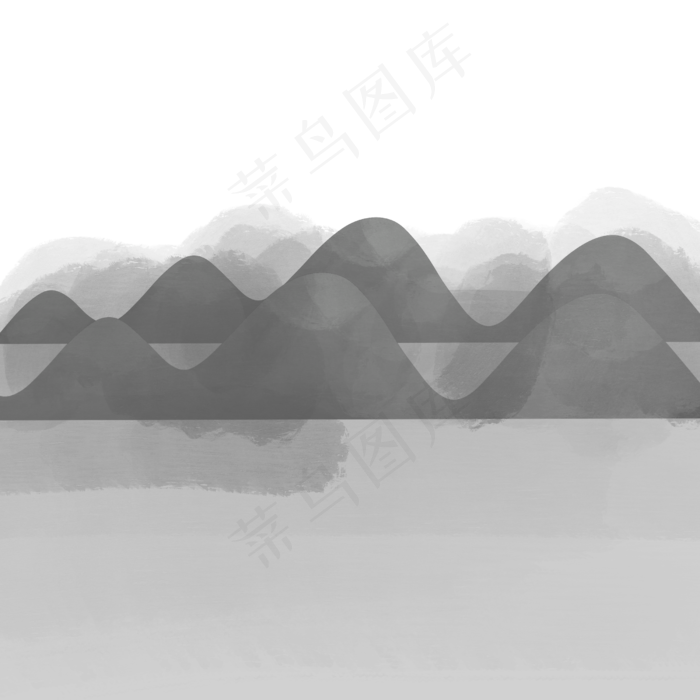 手绘山水画矢量图下载