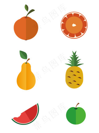 水果矢量橙子菠萝苹果西瓜