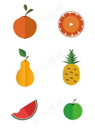 水果矢量橙子菠萝苹果西瓜