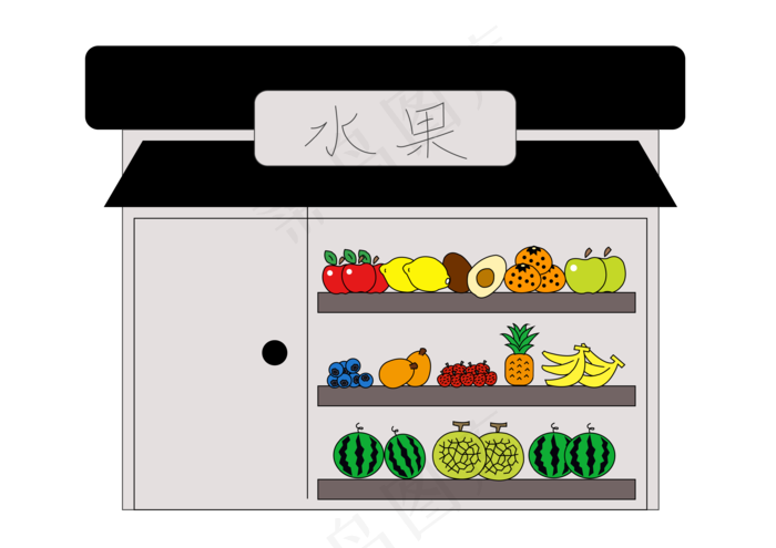 手绘卡通可爱水果店ai矢量模版下载
