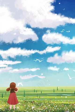 夏日天空放飞的梦想治愈系