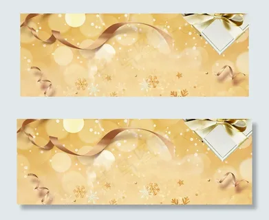圣诞节卡通金色banner 圣诞节卡通金色banner