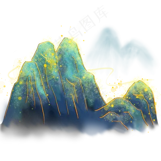 描金水墨画山水