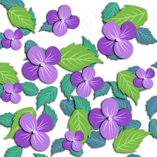 立体剪纸风三色堇免扣素材