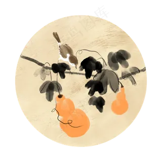 中国风古典风格古风水墨花鸟矢量,免抠元素