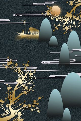 新中式梅花青色中国风装饰画