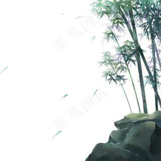 青翠水彩竹子竹林