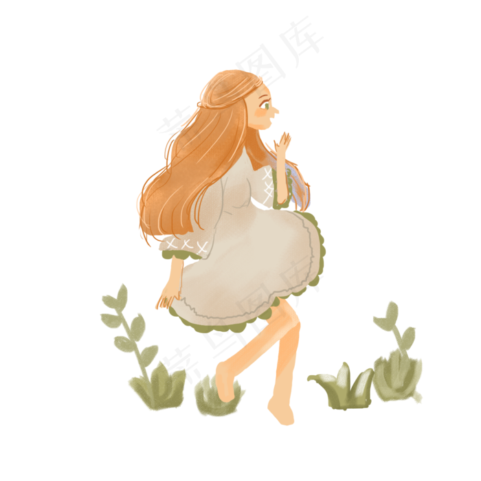 处暑少女插画少女青春女孩商用元